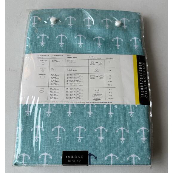 Nautical Anchors Oblong Tablecloth Indoor Outdoor Water & Fade Resistant Max - Picture 9 of 11